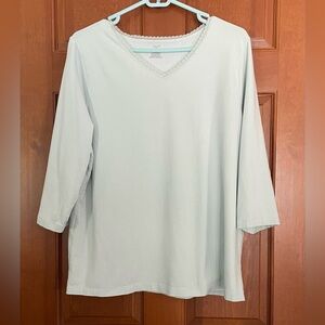 CJ Banks Women's Light Green Top Shirt 3/4 Sleeves Sz X